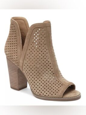 Lucky Brand Larise Perforated Suede Peep-Toe Ankle Booties
